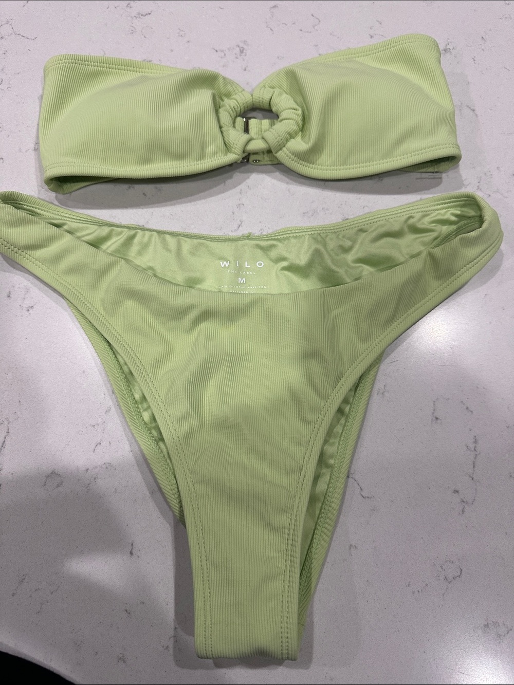 Wilo Women's Light Green Bandeau Ring-Front Bikini Set